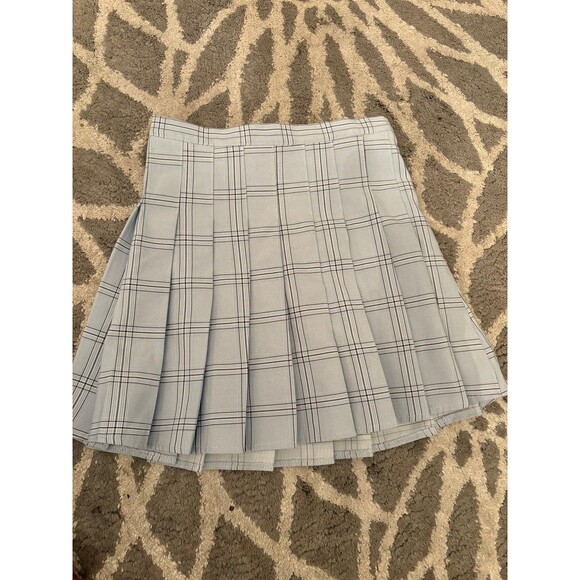 Light Blue Plaid Pleated Princess Polly Mini Skirt - Picture 1 of 3